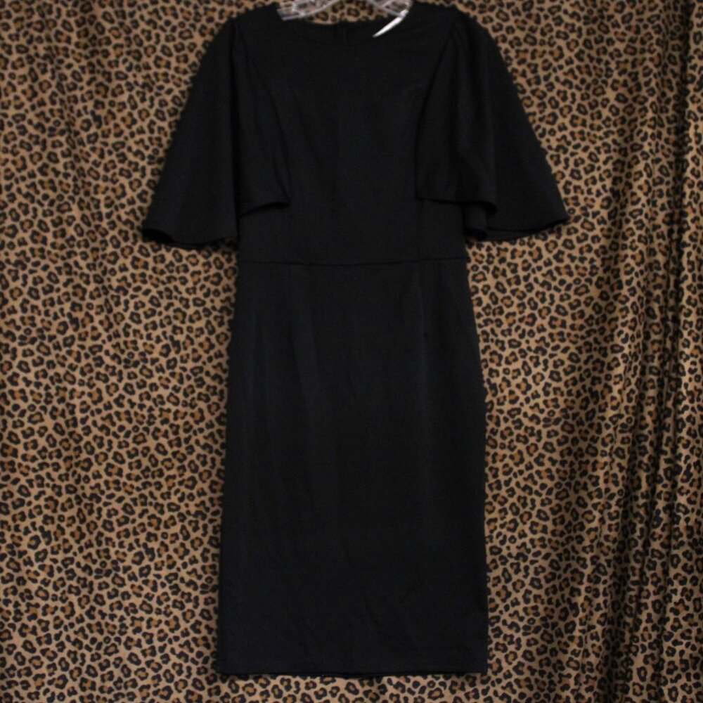 Grace Karin Midi Dress w Cape Sleeves | Black | Sz Small | Gothy Witchy Goodness